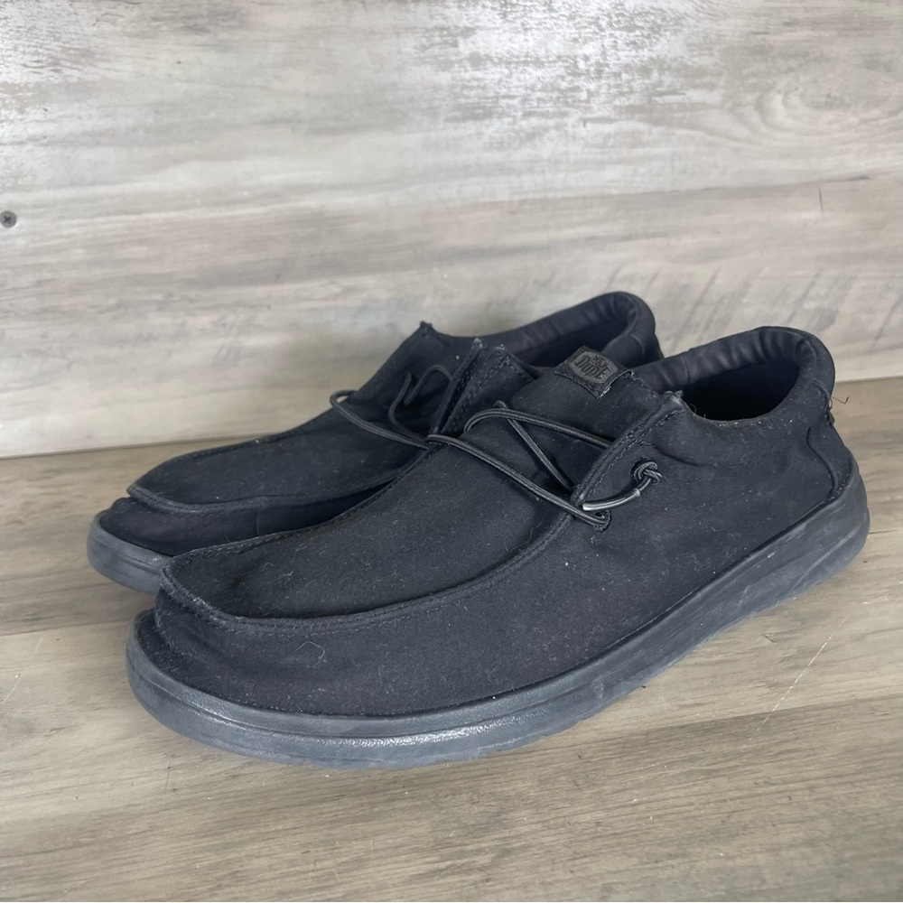Hey Dude Wally X Mens 10 Triple Black Slip Resistant Work Wear Slip On Shoes